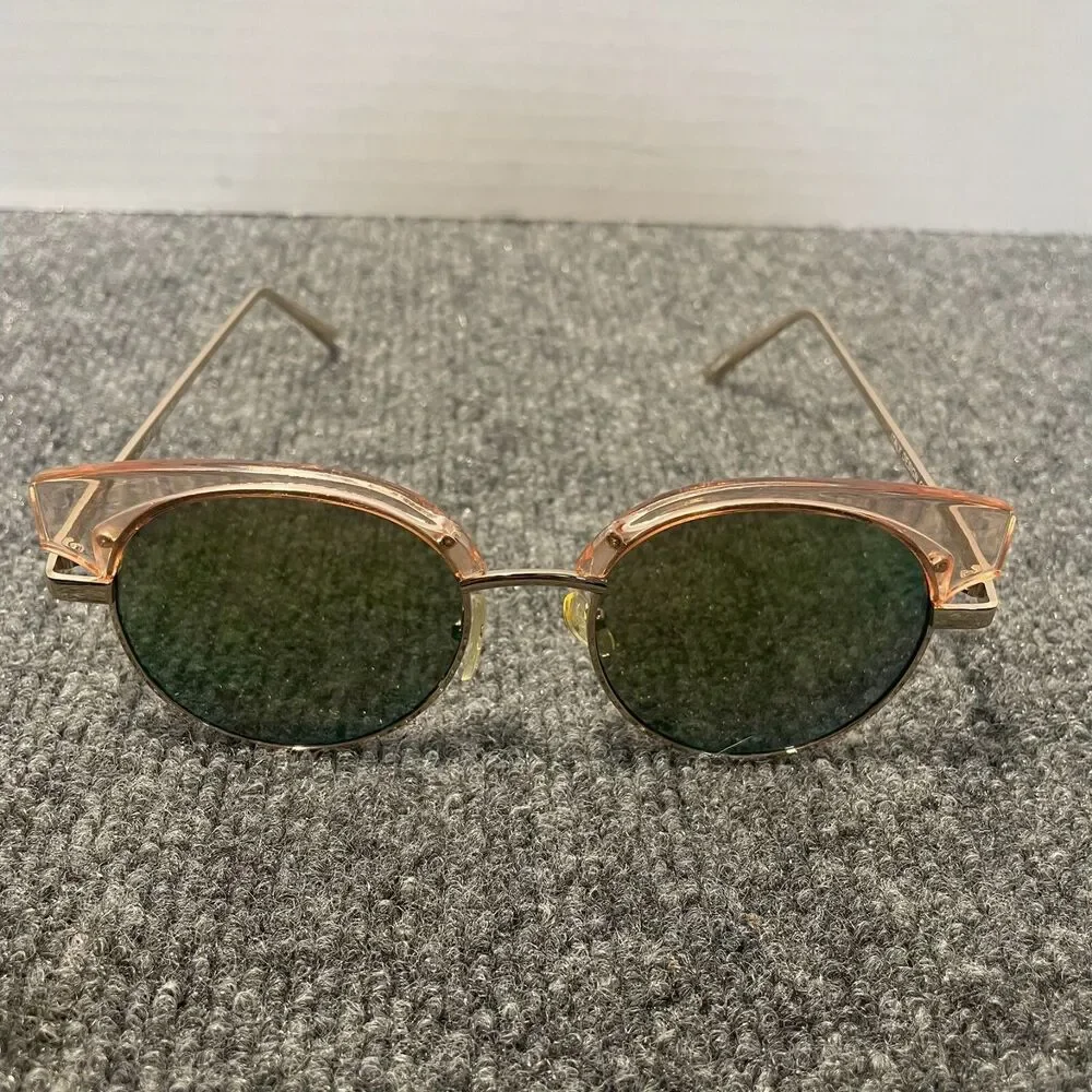 Ducktail Cat Eye Polarized Sunglasses Gold Holographic Crystal